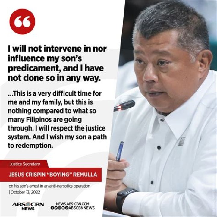 Why Was Boying Remulla Son Juanito Jose Diaz Remulla III Arrested? Boying Remulla Biography, Wife, Son